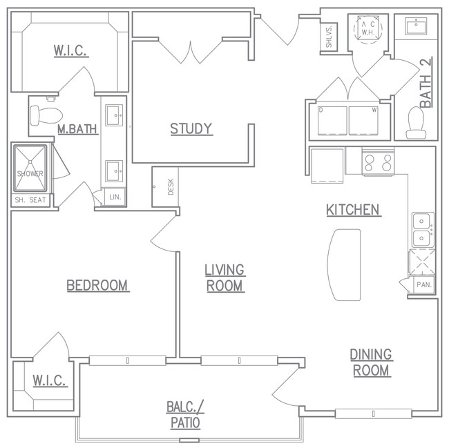 1 Bed/1.5 Bath + Study - Arella on Jones