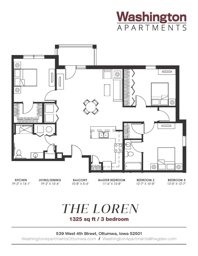 The Loren 3-Bedroom - Washington Apartments