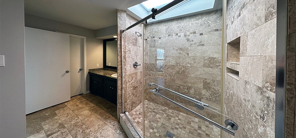 Incredible walk-in shower with skylight! - 8710 Park Ln