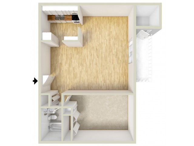 One bedroom floor plan - Lansdowne Towers Apartments