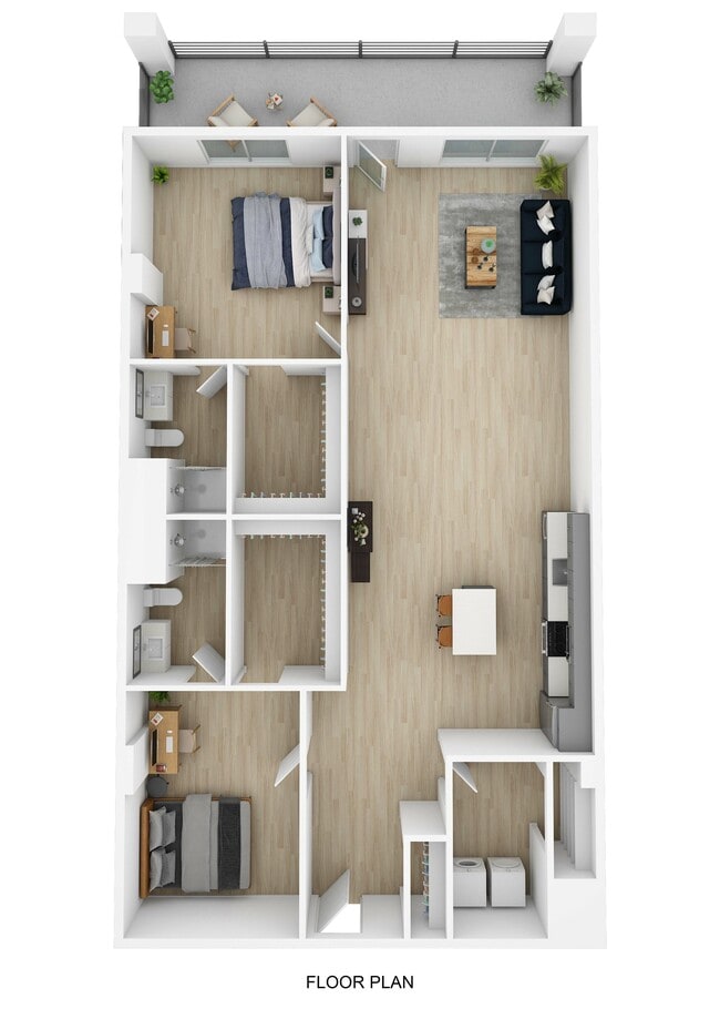 2 Bed 2 Bath A 3D - The Helmsman Student Living