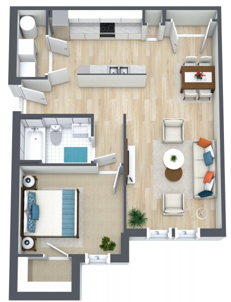 Monroe 1 Bedroom - Level 1 - 3D Floor Plan.jpg - Monroe Landings
