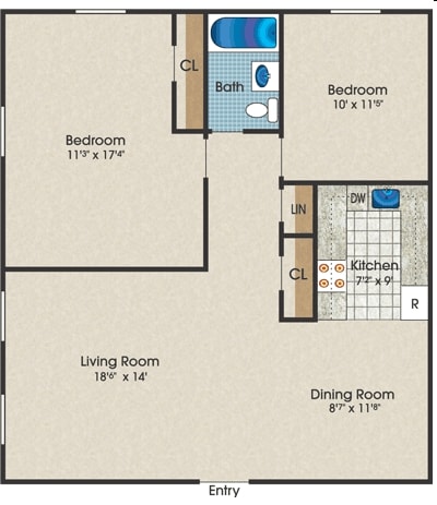 2BR/1BA - Terry Apartments
