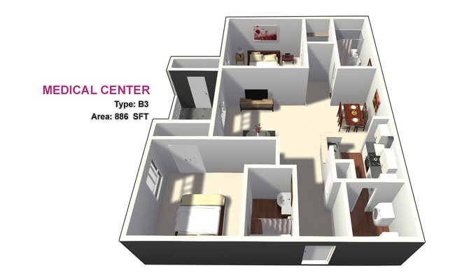 Two Bed / Two Bath - Medical Center