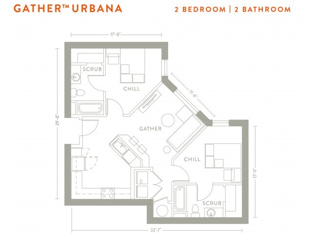 2 Bed, 2 Bath Corner - Yugo Urbana Illinois