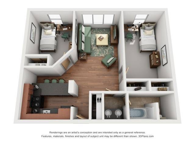 2 Bed - 1 Bath (2 Person) - Pierpont Place