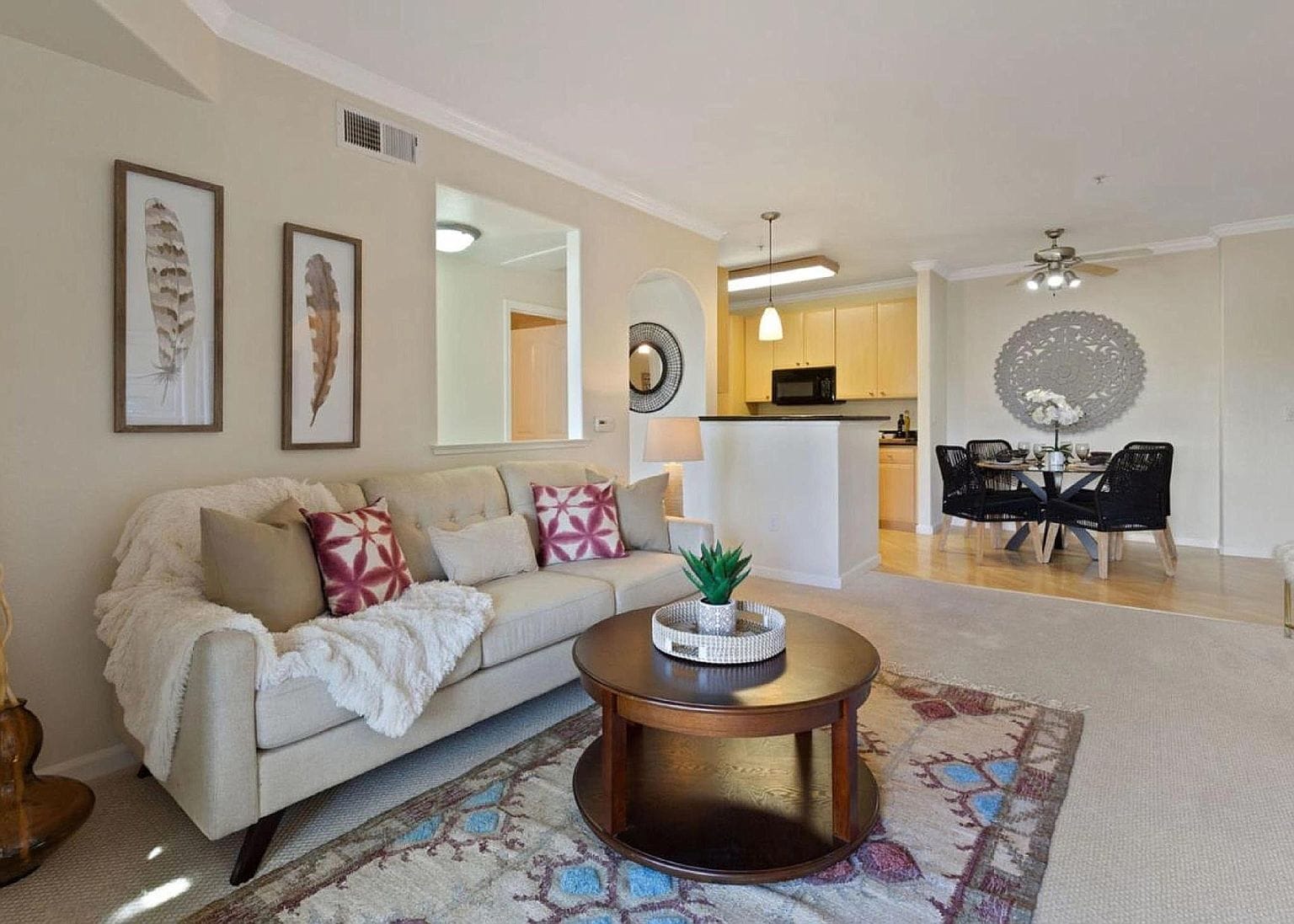 View from balcony looking into living room, dining area , and kitchen - 801 S Winchester Blvd
