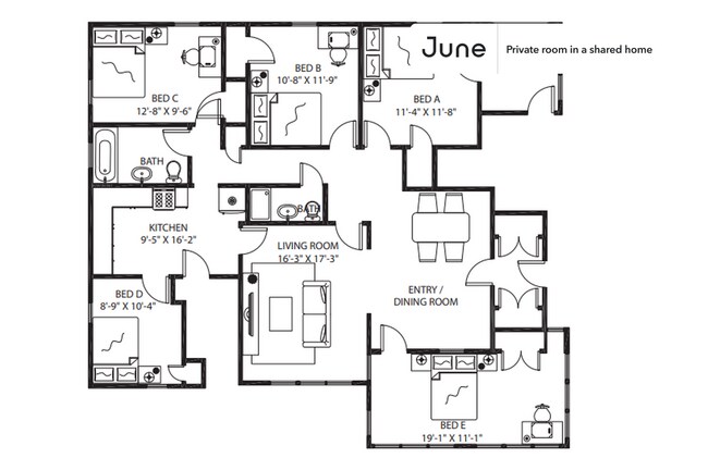Building Photo - Private bedroom in 5 bed/2 bath Home
