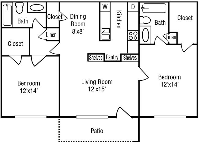 2BR/1BA - Stoneriver Apartments