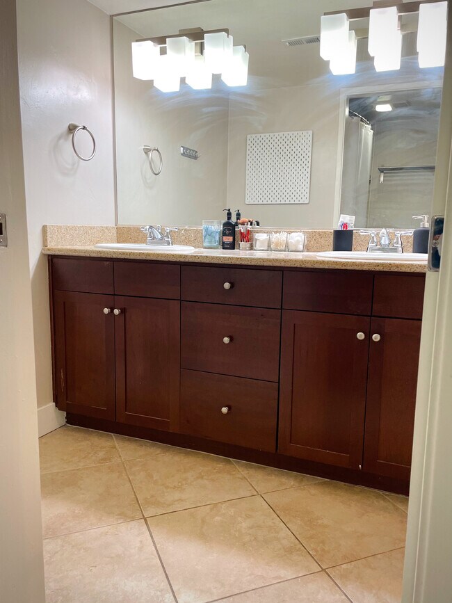 Master bathroom with dual vanity and separate bath area. - 500 N St