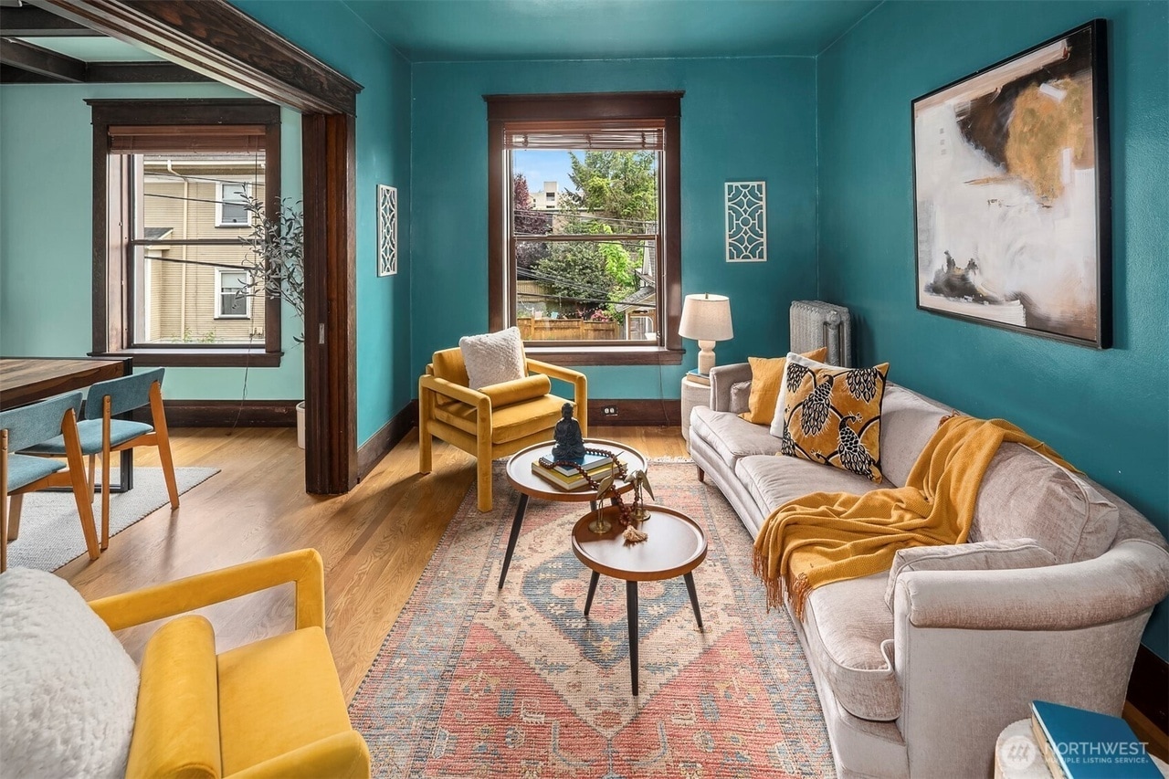 Living Room with Pocket Doors Open - 416 E Roy St