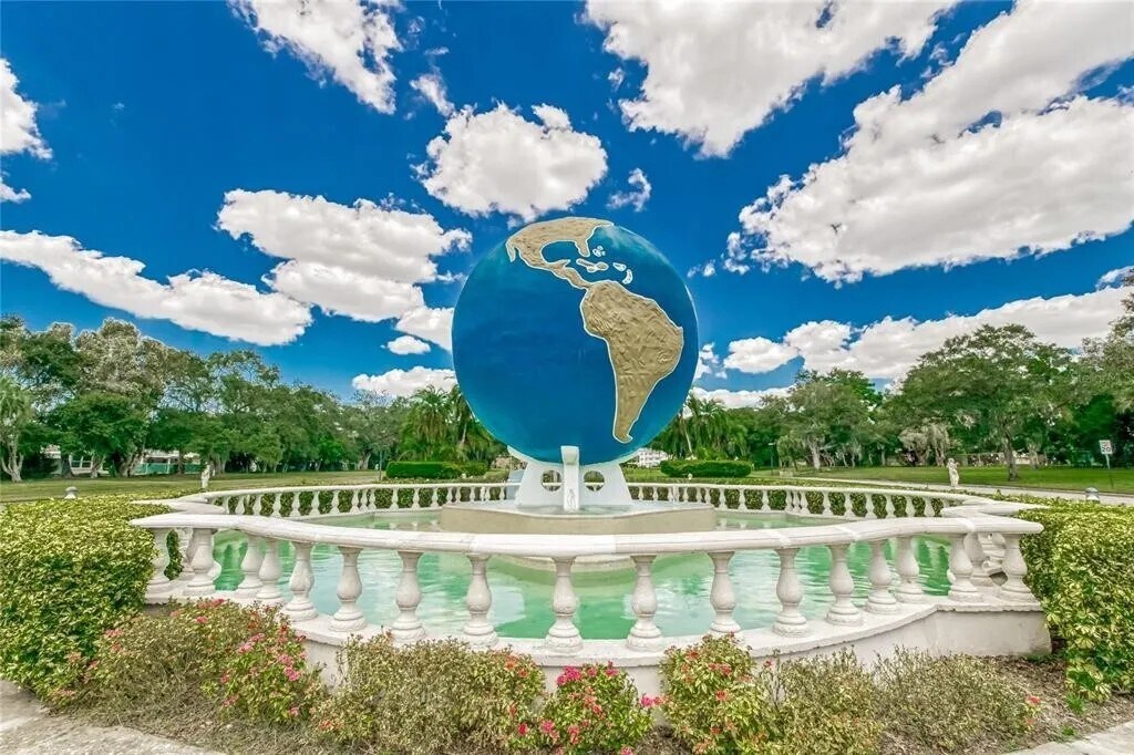 A giant globe welcomes you at the entrance of On Top of the World - 2460 Franciscan Dr