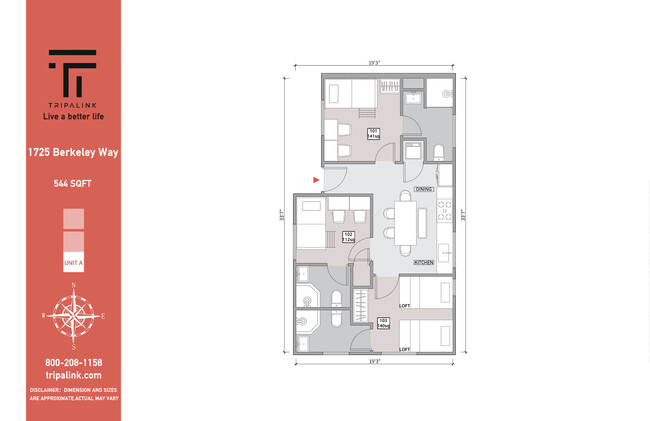 Floor Plan for UnitA - 1725 Berkeley Way