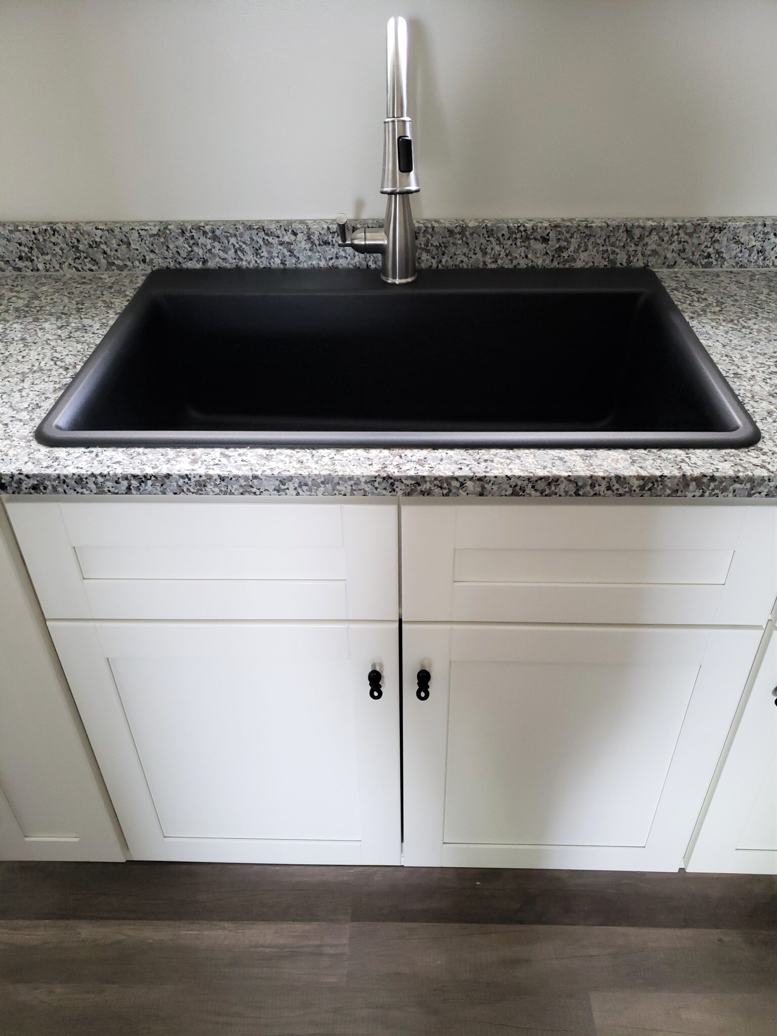 The large kitchen sink offers detachable faucet with two spray settings - 201 Richbarn Rd