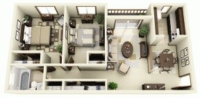 2 BR/2 BA - Paradise Lane Apartments