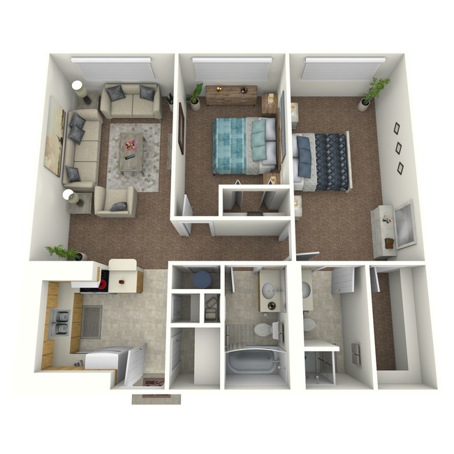 2BR/2BA Floorplan - The Bluffs