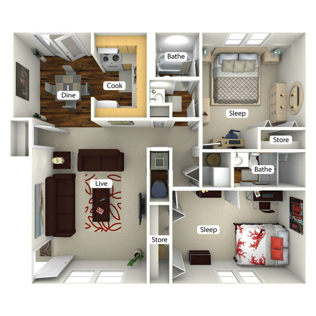 The Pine - 1020 Sq. Ft. - The Commons at Briarwood Park