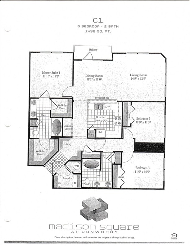 Floor plan of this unit - 1850 Cotillion Dr