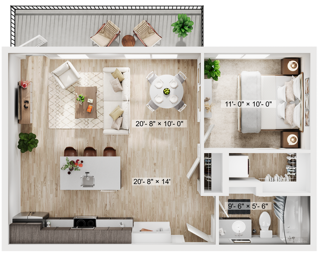 1BR/1BA - A2 - 668SQFT - Claro at High Point