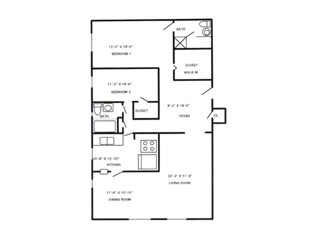 2 Bed | 1.5 Bath - Country Club Apartments