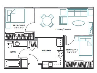 2BR/1BA - Tri Court Apartments