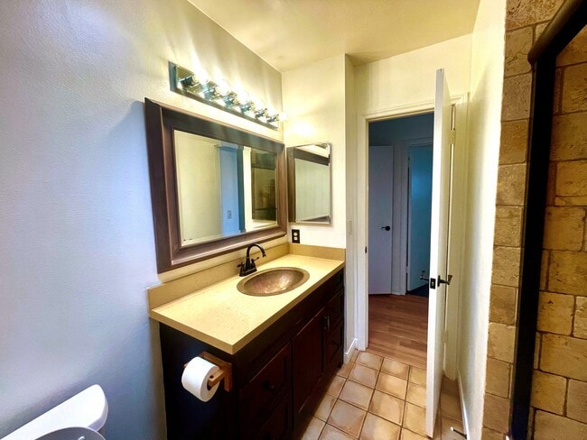Bathroom with spa inspired shower, copper sink and brand new faucet - 1325 Wellesley Ave