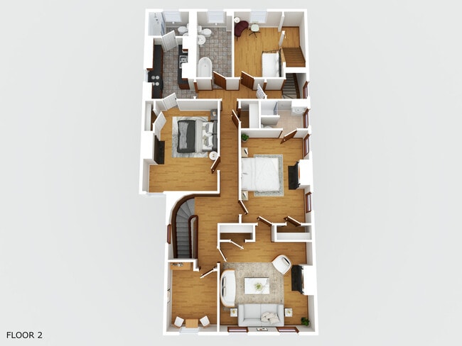 Three Bedroom Second Floor Plan Staged One Way - 551 S 3rd St