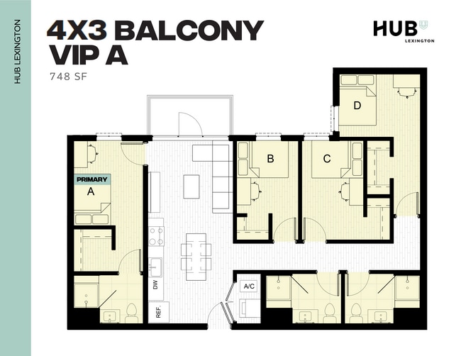 4x3 Balcony VIP A - Hub Lexington Upper
