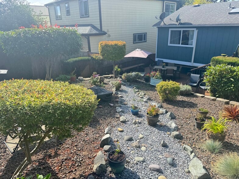 Backyard with fire pit and beautiful ladscaping - 932 22nd Ave S