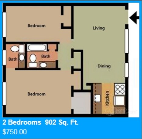 2BR/1.5BA - Oaks at Jane Lane