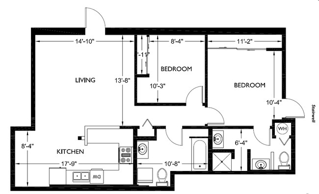 2BR/2BA - Corner House Apartments