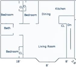 Unit 3 Floor Plan - 8000 E 10th Ave