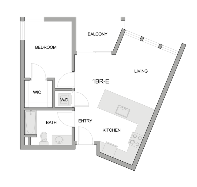 2D Floor Plan Rendering of a One-Bedroom Apartment - Textur
