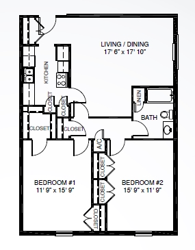 2 Bed 1 Bath - Orange Navy