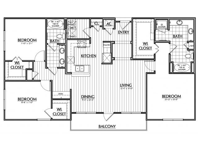 C1 â?? Three bedroom, two bath home with 1,614 s.f - CityVista Apartments