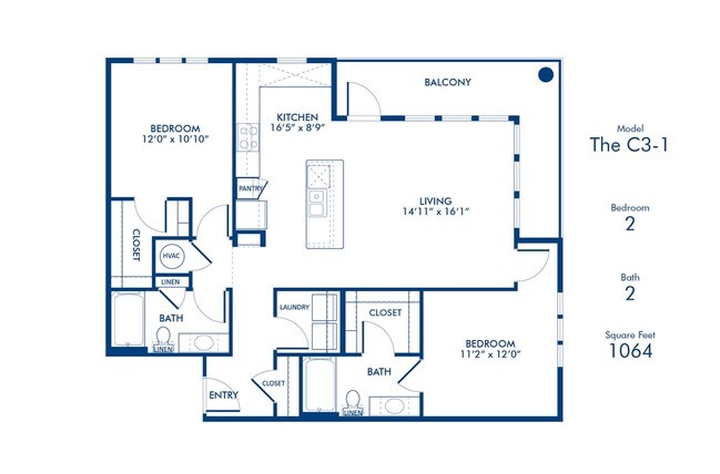 2BR/2BA - Camden Southline
