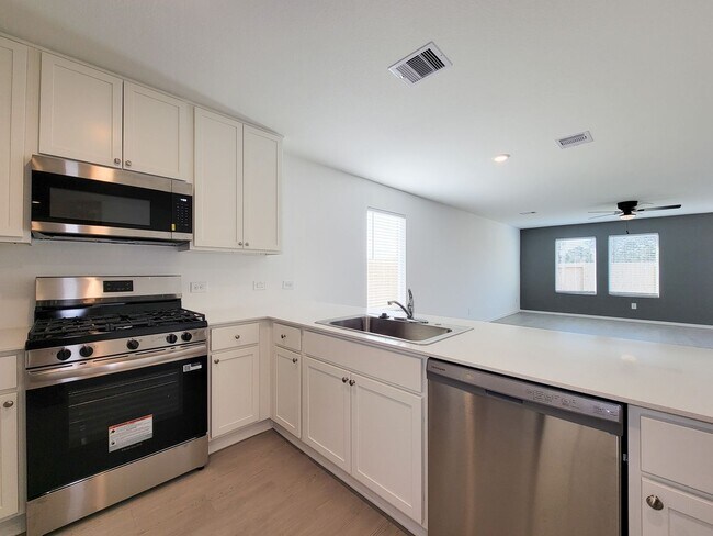 Building Photo - This single-level home showcases a spacious open floorplan shared between the kitchen, dining are...