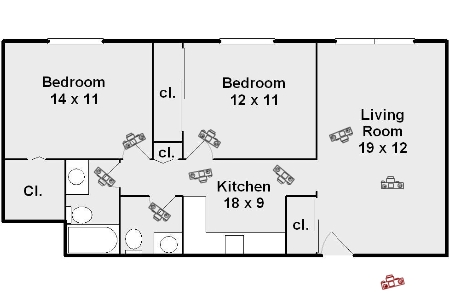 Floor Plan 2 Bed Inner Model - 1201 Greenwood Ave