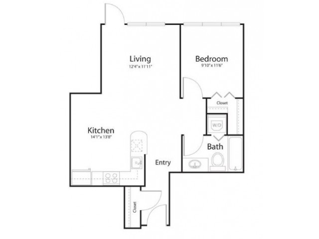 Floor plan 1w1 - Waterline