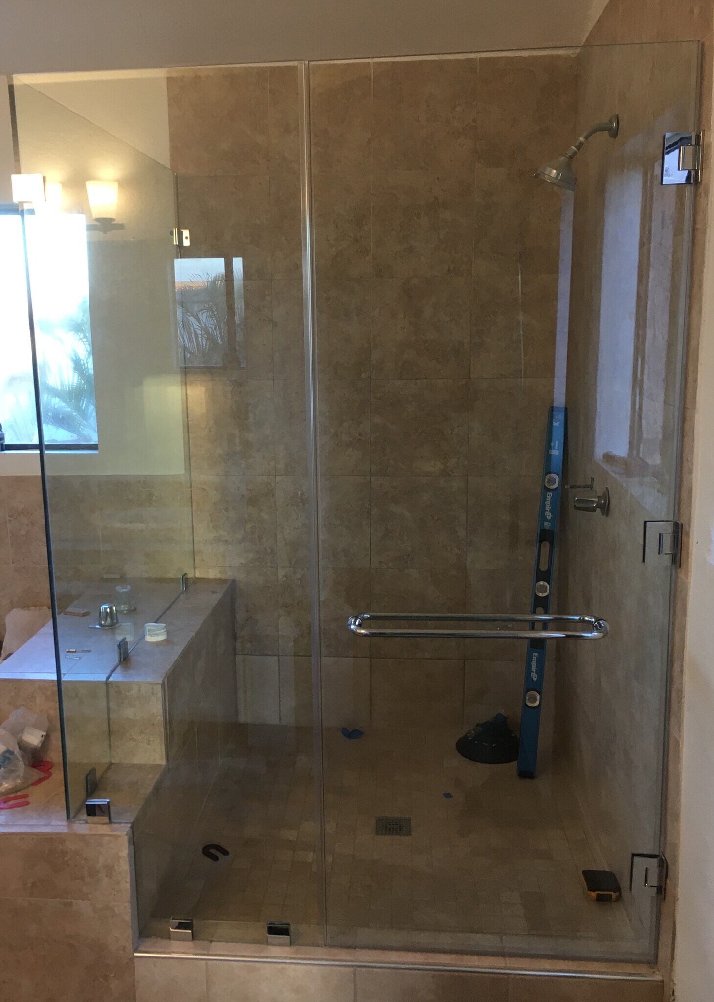 Brand new glass shower. Level not included. - 806 E 65th St