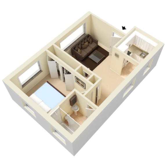 One Bedroom One Bath - Parkshire Apartments