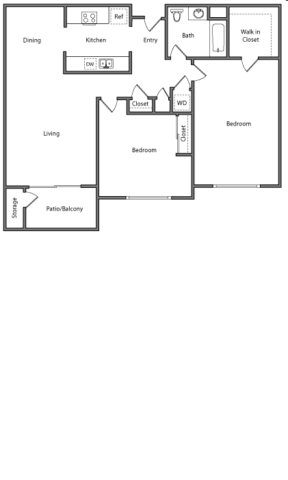 2BR/1BA - Americana Apartments