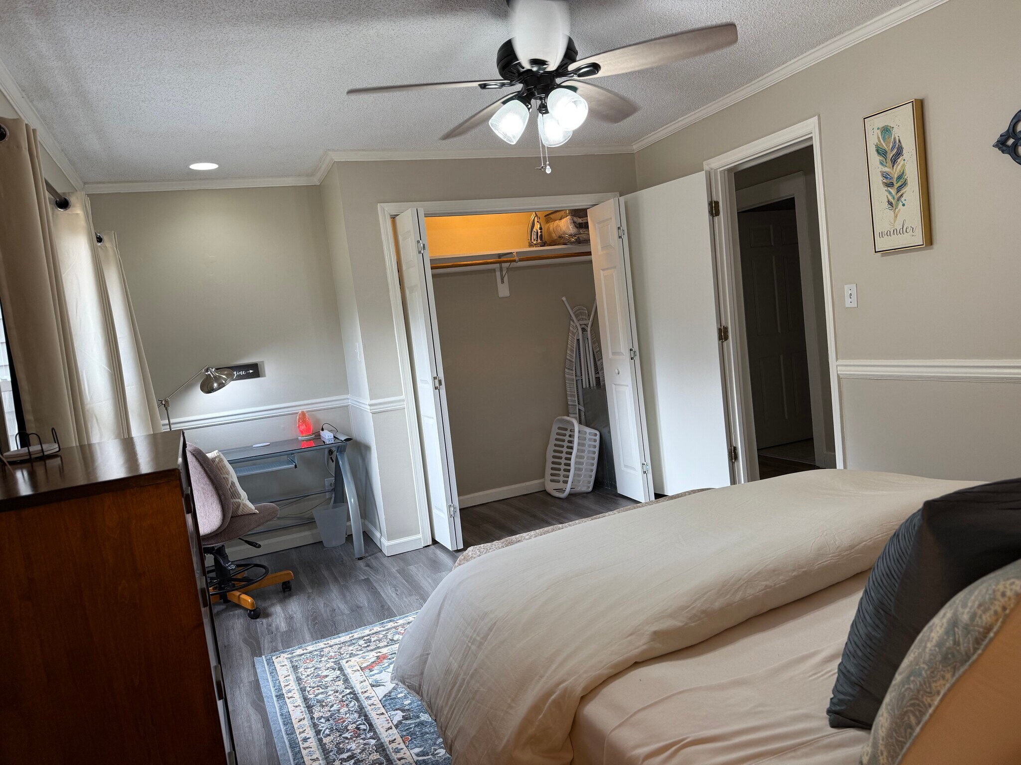 Large fully appointed closet with home office desk nook with great views. Blackout curtains too. - 718 Dogwood Hill Ln