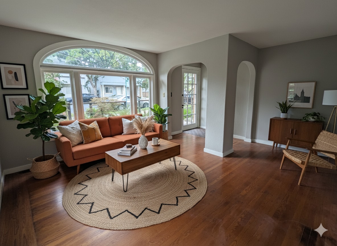 Living Room, furnished with AI - 2727 T St