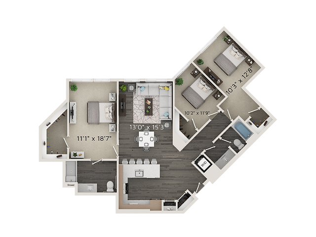 C1 Floor Plan - 2D - Park Avenue Apartments
