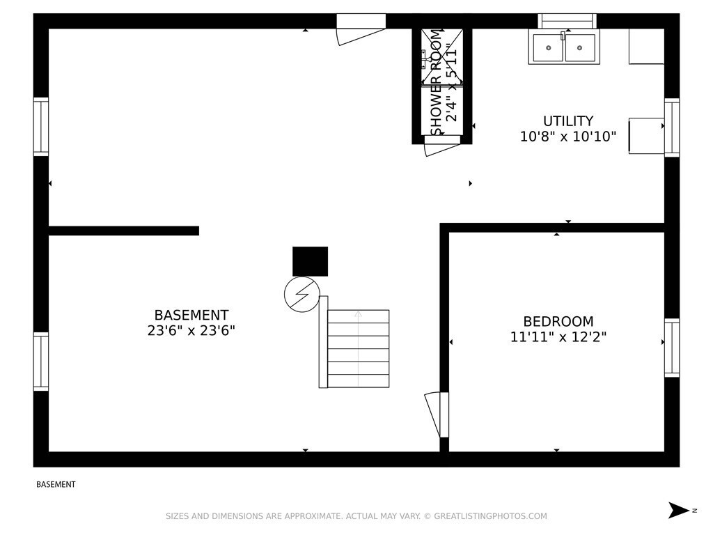 Basement floorplan - 136 Clay St