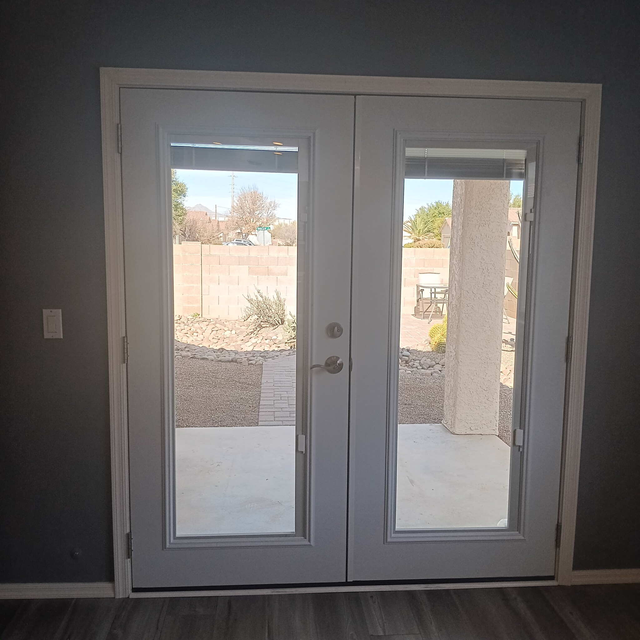 New French doors to patio from family room - 2411 E Stone Stable Dr