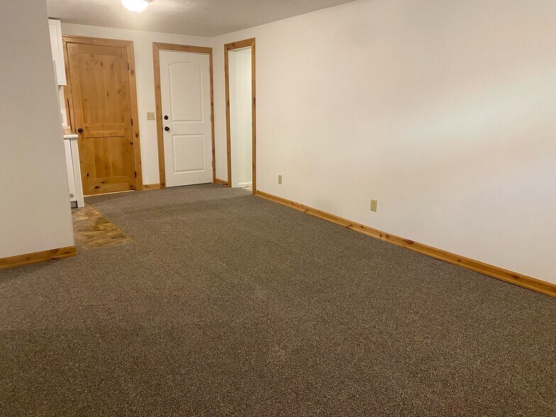 Living room, looking towards the bathroom(wood door) entrance (white door) and office - 3260 Starr St