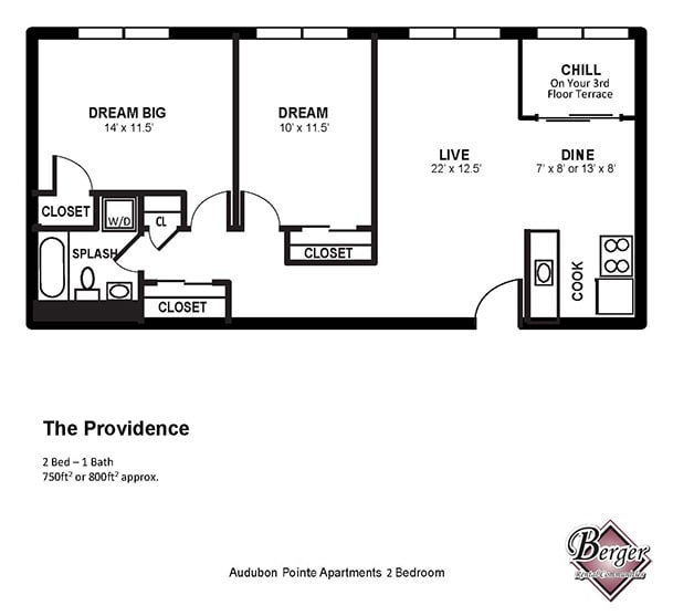 The Providence 2BR/1BA - Audubon Pointe