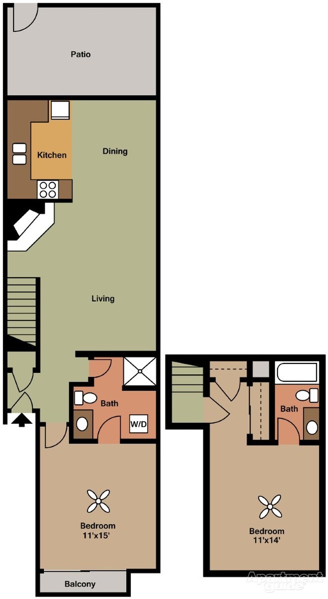 EX FLOOR PLAN 1024 SQ FT - Park Springs Townhomes